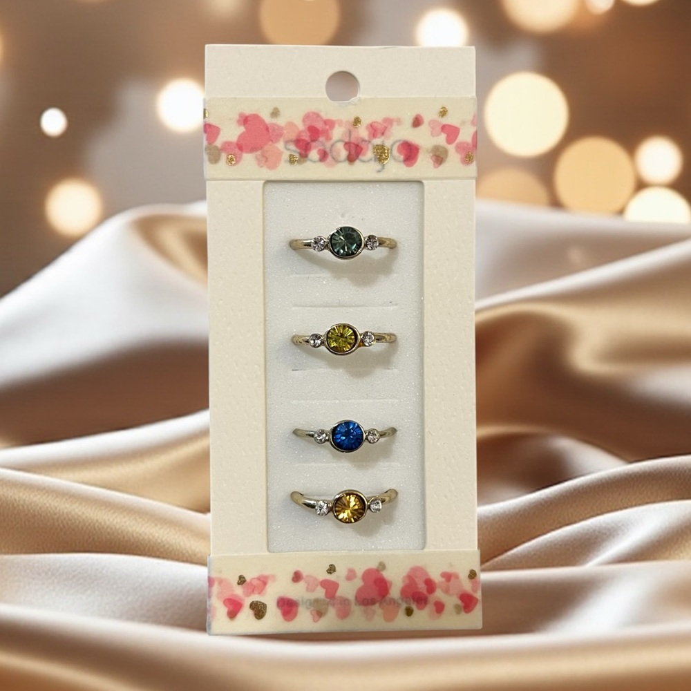 Elegant Multi-Color Gemstone Ring Set
